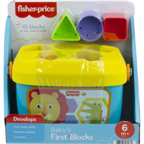Fisher-Price Baby’s Blocks Shape Toy with Storage Bucket, 12 Pcs, Learning toys - Picture 3 of 6